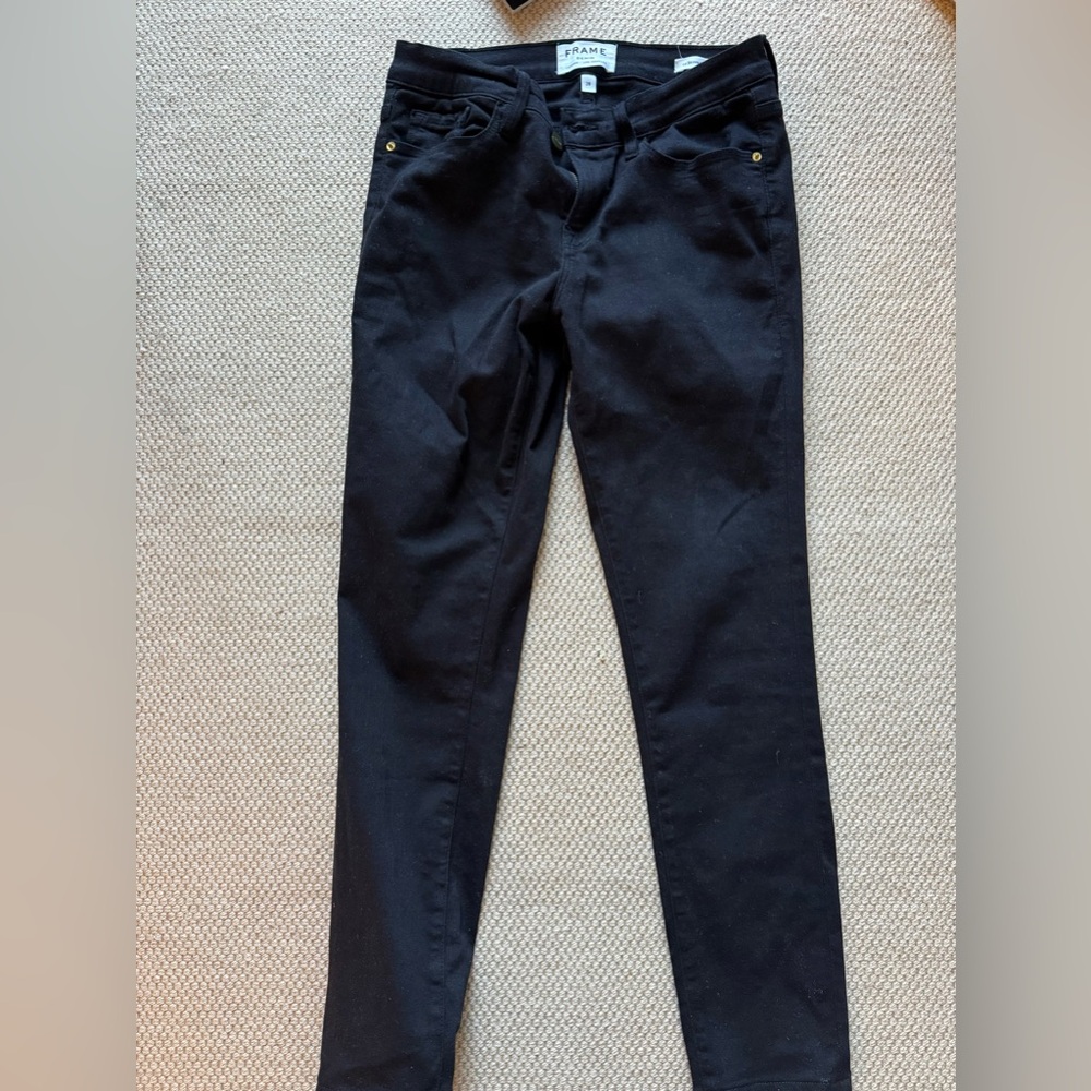 Frame Denim Midnight Black Skinny Jeans size 28
